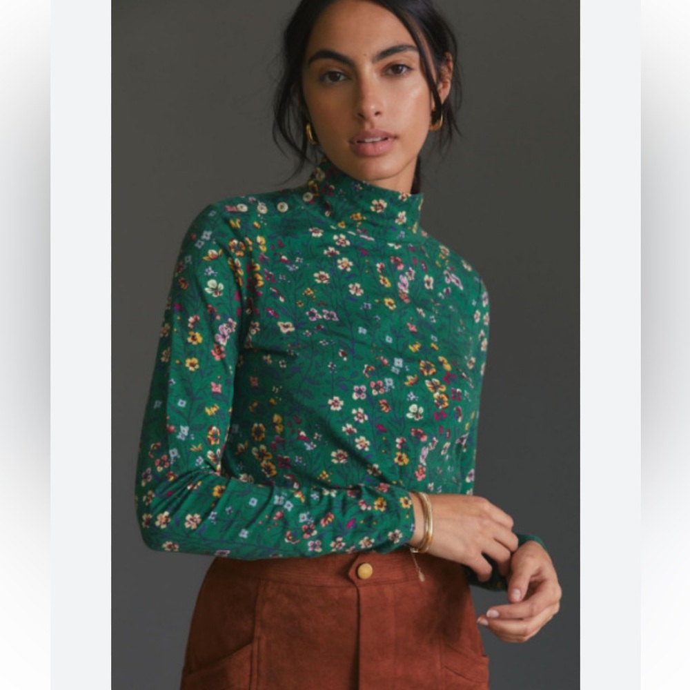 Maeve Anthropologie floral turtleneck